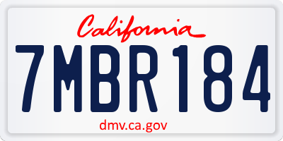 CA license plate 7MBR184