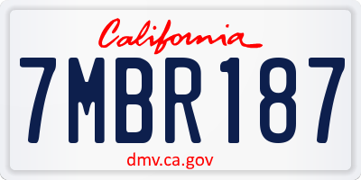 CA license plate 7MBR187
