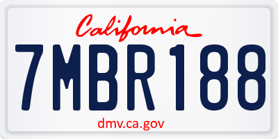 CA license plate 7MBR188
