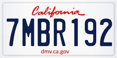 CA license plate 7MBR192