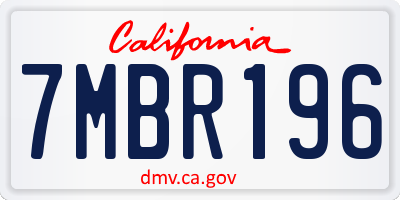 CA license plate 7MBR196