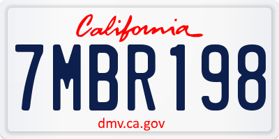 CA license plate 7MBR198