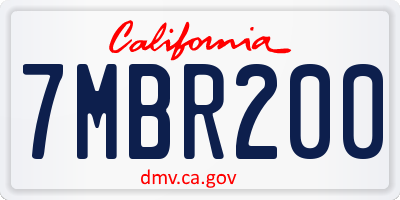 CA license plate 7MBR200