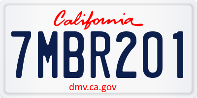 CA license plate 7MBR201