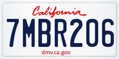 CA license plate 7MBR206