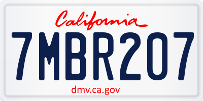 CA license plate 7MBR207