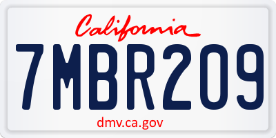 CA license plate 7MBR209