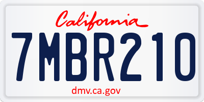 CA license plate 7MBR210