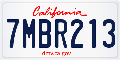 CA license plate 7MBR213