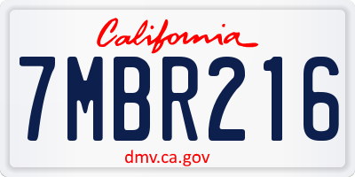 CA license plate 7MBR216