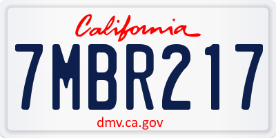 CA license plate 7MBR217