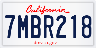 CA license plate 7MBR218