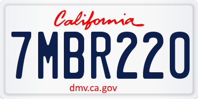 CA license plate 7MBR220