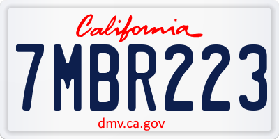 CA license plate 7MBR223