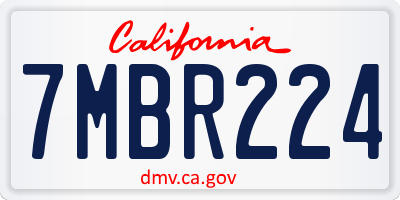 CA license plate 7MBR224