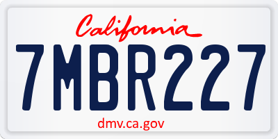 CA license plate 7MBR227