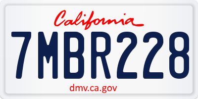 CA license plate 7MBR228