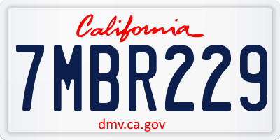CA license plate 7MBR229