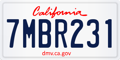 CA license plate 7MBR231