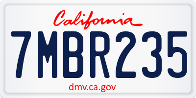 CA license plate 7MBR235