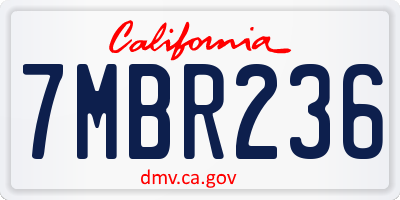CA license plate 7MBR236