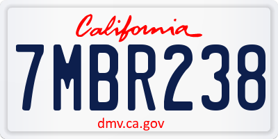CA license plate 7MBR238