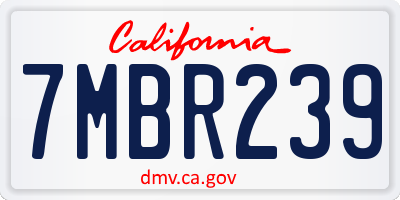 CA license plate 7MBR239
