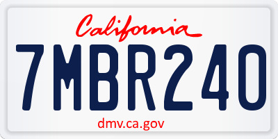 CA license plate 7MBR240