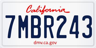 CA license plate 7MBR243