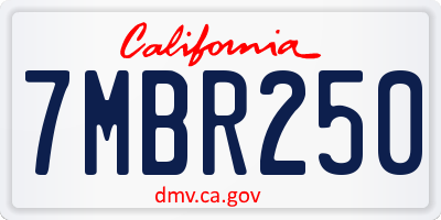 CA license plate 7MBR250
