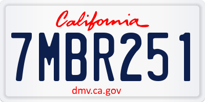 CA license plate 7MBR251