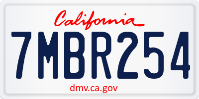CA license plate 7MBR254