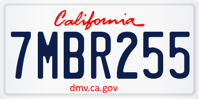 CA license plate 7MBR255