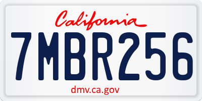 CA license plate 7MBR256