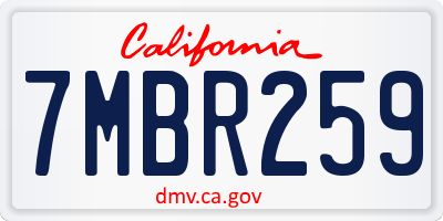 CA license plate 7MBR259