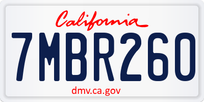 CA license plate 7MBR260