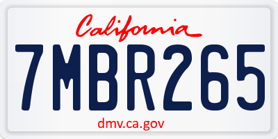 CA license plate 7MBR265