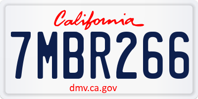 CA license plate 7MBR266