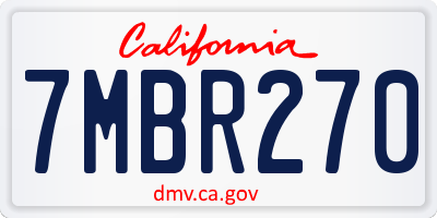 CA license plate 7MBR270