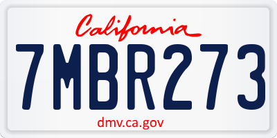 CA license plate 7MBR273