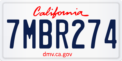 CA license plate 7MBR274