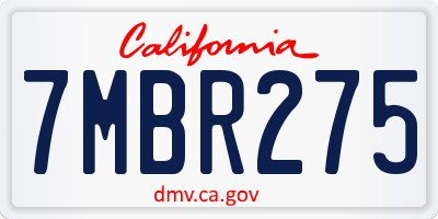 CA license plate 7MBR275