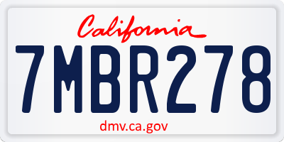 CA license plate 7MBR278
