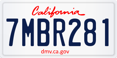 CA license plate 7MBR281