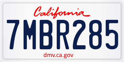 CA license plate 7MBR285