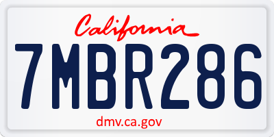 CA license plate 7MBR286
