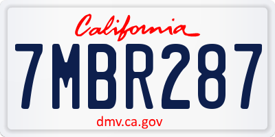 CA license plate 7MBR287