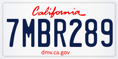 CA license plate 7MBR289