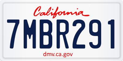 CA license plate 7MBR291