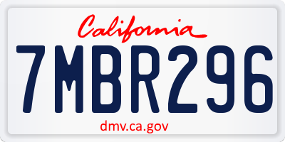 CA license plate 7MBR296